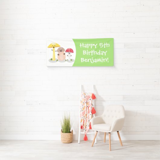 Cute kawaii paddenstoel spandoek (Insitu)