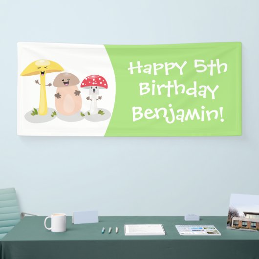 Cute kawaii paddenstoel spandoek (Beurs)