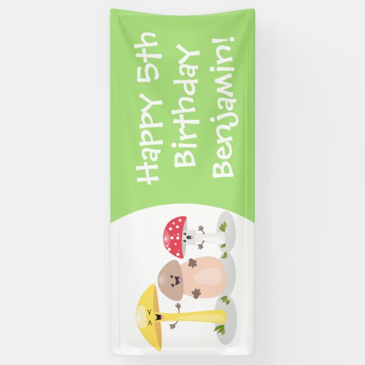 Cute kawaii paddenstoel spandoek (Verticaal)