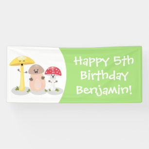 Cute kawaii paddenstoel spandoek