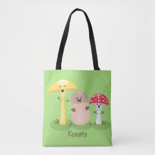 Cute kawaii paddenstoel tote bag