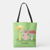 Cute kawaii paddenstoel tote bag (Achterkant)
