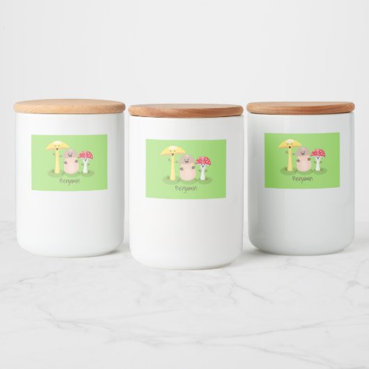 Cute kawaii paddenstoel voedselcontainer etiket (Flessen)
