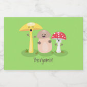 Cute kawaii paddenstoel voedselcontainer etiket (Enkel label)