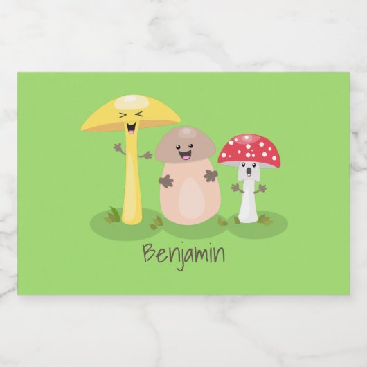 Cute kawaii paddenstoel voedselcontainer etiket (Enkel label)