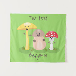 Cute kawaii paddenstoel wandkleed
