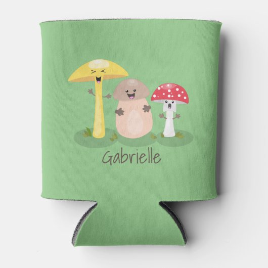 Cute kawaii paddenstoelschimmels cartoon blikjeskoeler (Voorkant)