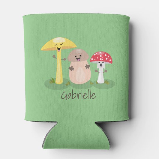 Cute kawaii paddenstoelschimmels cartoon blikjeskoeler (Achterkant)