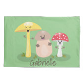 Cute kawaii paddenstoelschimmels cartoon kussensloop (Achterkant)