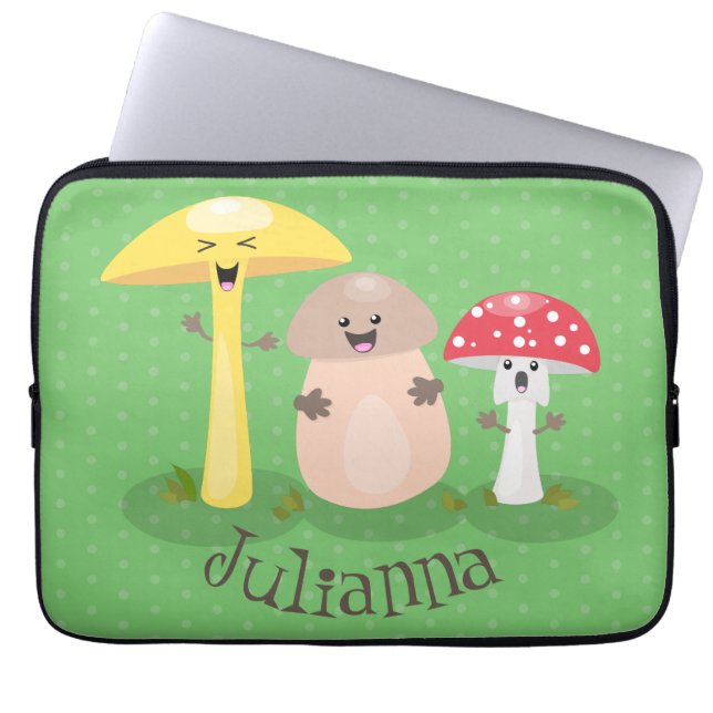 Cute kawaii paddenstoelschimmels cartoon laptop sleeve (Voorkant)
