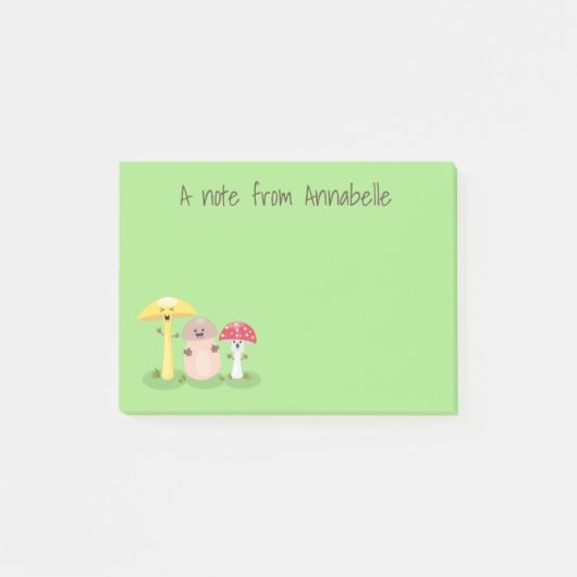 Cute kawaii paddenstoelschimmels cartoon post-it® notes (Voorkant)