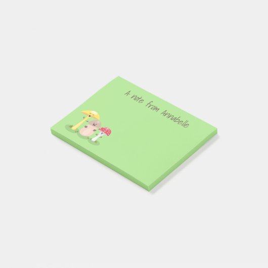 Cute kawaii paddenstoelschimmels cartoon post-it® notes (Schuin)