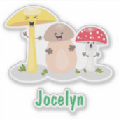 Cute kawaii paddenstoelschimmels cartoon sticker (Voorkant)