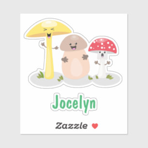 Cute kawaii paddenstoelschimmels cartoon sticker
