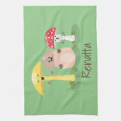 Cute kawaii paddenstoelschimmels cartoon theedoek (Verticaal)