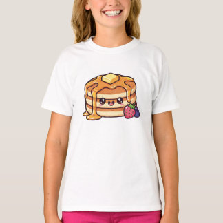 Cute Kawaii Pancake Stack with Syrup and Berries T-shirt