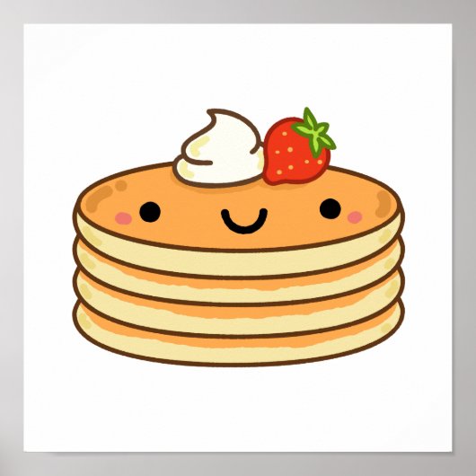 Cute Kawaii Pancakes Poster (Voorkant)
