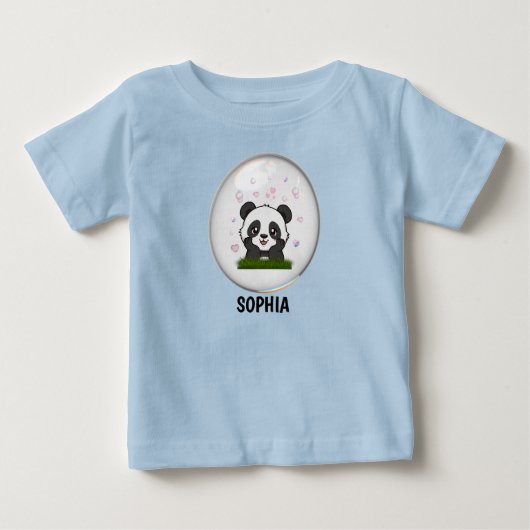 Cute Kawaii Panda Bear Personalized Baby T-Shirt (Voorkant)