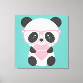 Cute Kawaii Panda Beer Pink Heart Canvas Afdruk (Voorkant)