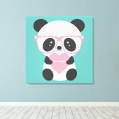 Cute Kawaii Panda Beer Pink Heart Canvas Afdruk (Insitu (Houten vloer))