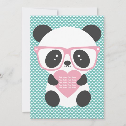 Cute Kawaii Panda Beer Pink Heart Kaart (Voorkant)