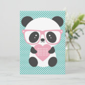 Cute Kawaii Panda Beer Pink Heart Kaart (Staand voorkant)