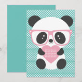 Cute Kawaii Panda Beer Pink Heart Kaart (Voorkant / Achterkant)