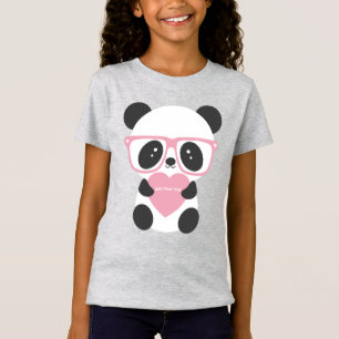 Cute Kawaii Panda Beer Pink Heart T-shirt