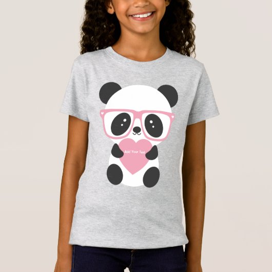 Cute Kawaii Panda Beer Pink Heart T-shirt (Voorkant)