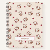 Cute Kawaii Panda Beige Pattern Personalized Notitieboek (Voorkant)