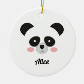 Cute Kawaii Panda Christmas Ornament – Custom Name (Voorkant)
