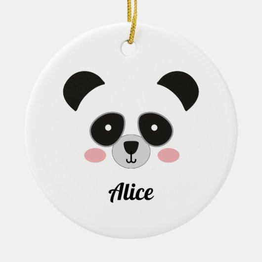 Cute Kawaii Panda Christmas Ornament – Custom Name (Voorkant)