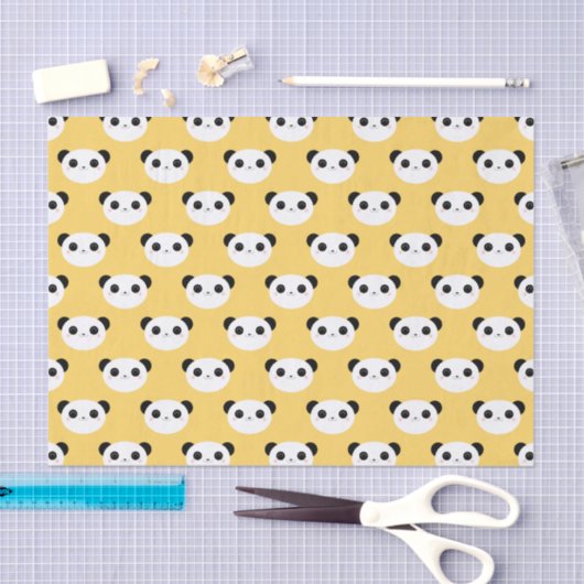 Cute Kawaii Panda Face Pattern-document Tissuepapier (Craft)