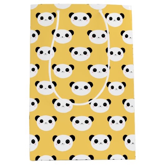 Cute Kawaii Panda Face Pattern Medium Cadeauzakje (Voorkant)