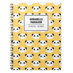 Cute Kawaii Panda Face Pattern Personalized Notitieboek