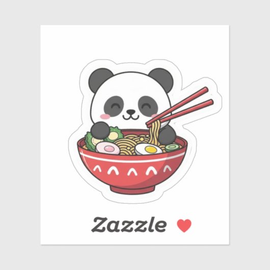 Cute  Kawaii Panda in Ramen Bowl Noodle Sticker (Vel)