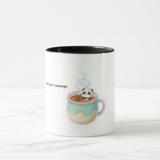 Cute Kawaii Panda in Tea Mug Illustration Mok (Midden)