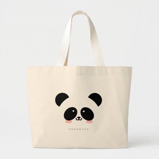 Cute Kawaii Panda | Jouw naam Canvas tas toevoegen (Voorkant)