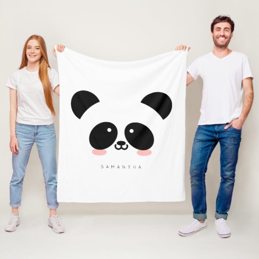 Cute Kawaii Panda | Jouw namen toevoegen Fleece Deken (In situ)