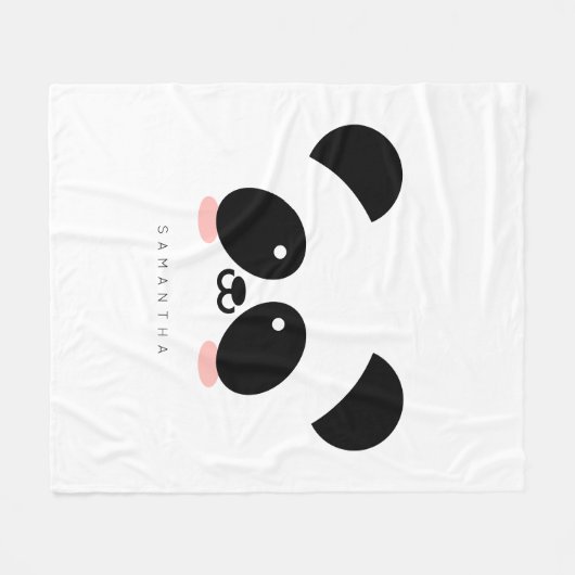 Cute Kawaii Panda | Jouw namen toevoegen Fleece Deken (Voorkant (Horizontaal))