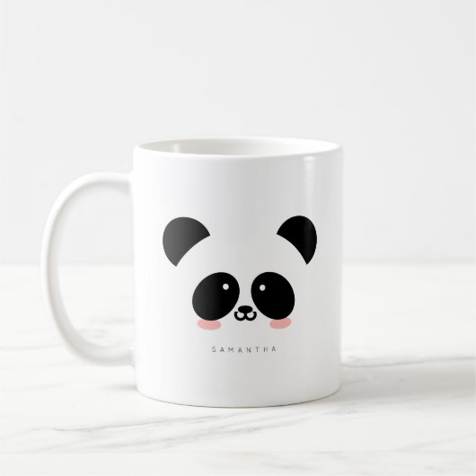 Cute Kawaii Panda | Jouw namen toevoegen Koffiemok (Links)