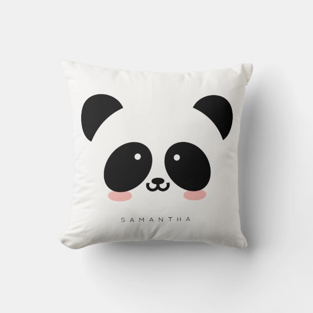 Cute Kawaii Panda | Jouw namen toevoegen Kussen (Voorkant)