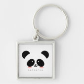 Cute Kawaii Panda | Jouw namen toevoegen Sleutelhanger (Voorkant)