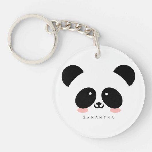 Cute Kawaii Panda | Jouw namen toevoegen Sleutelhanger (Voorkant)