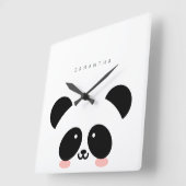 Cute Kawaii Panda | Jouw namen toevoegen Vierkante Klok (Hoek)