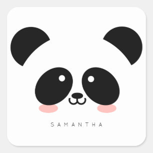 Cute Kawaii Panda Jouw namen toevoegen Vierkante Sticker
