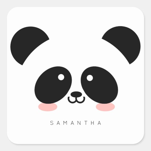 Cute Kawaii Panda | Jouw namen toevoegen Vierkante Sticker (Voorkant)