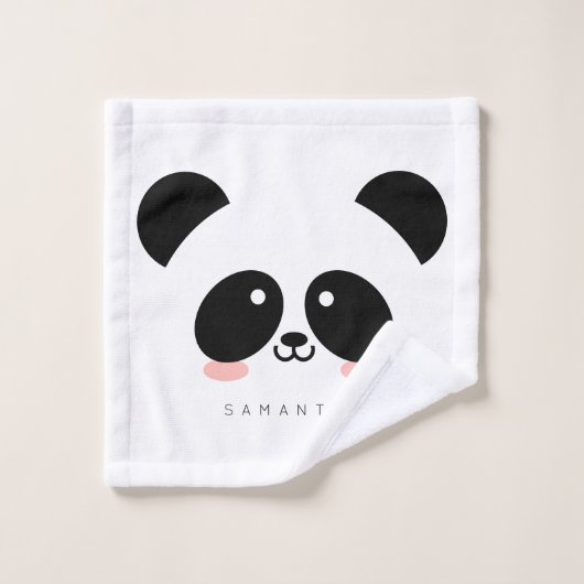Cute Kawaii Panda | Jouw namen toevoegen Washandje (Wasdoekje)