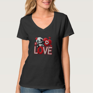 Cute Kawaii Panda Liefde Hartjes Dames T-Shirt