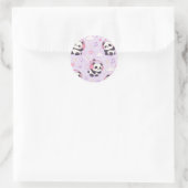 Cute Kawaii Panda Love Music Pattern Ronde Sticker (Tas)